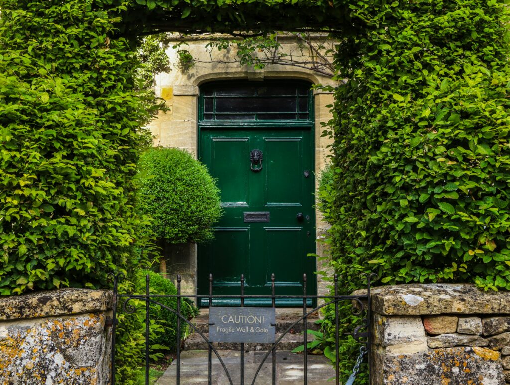 Traditional stone house entrance in Upper Slaughter